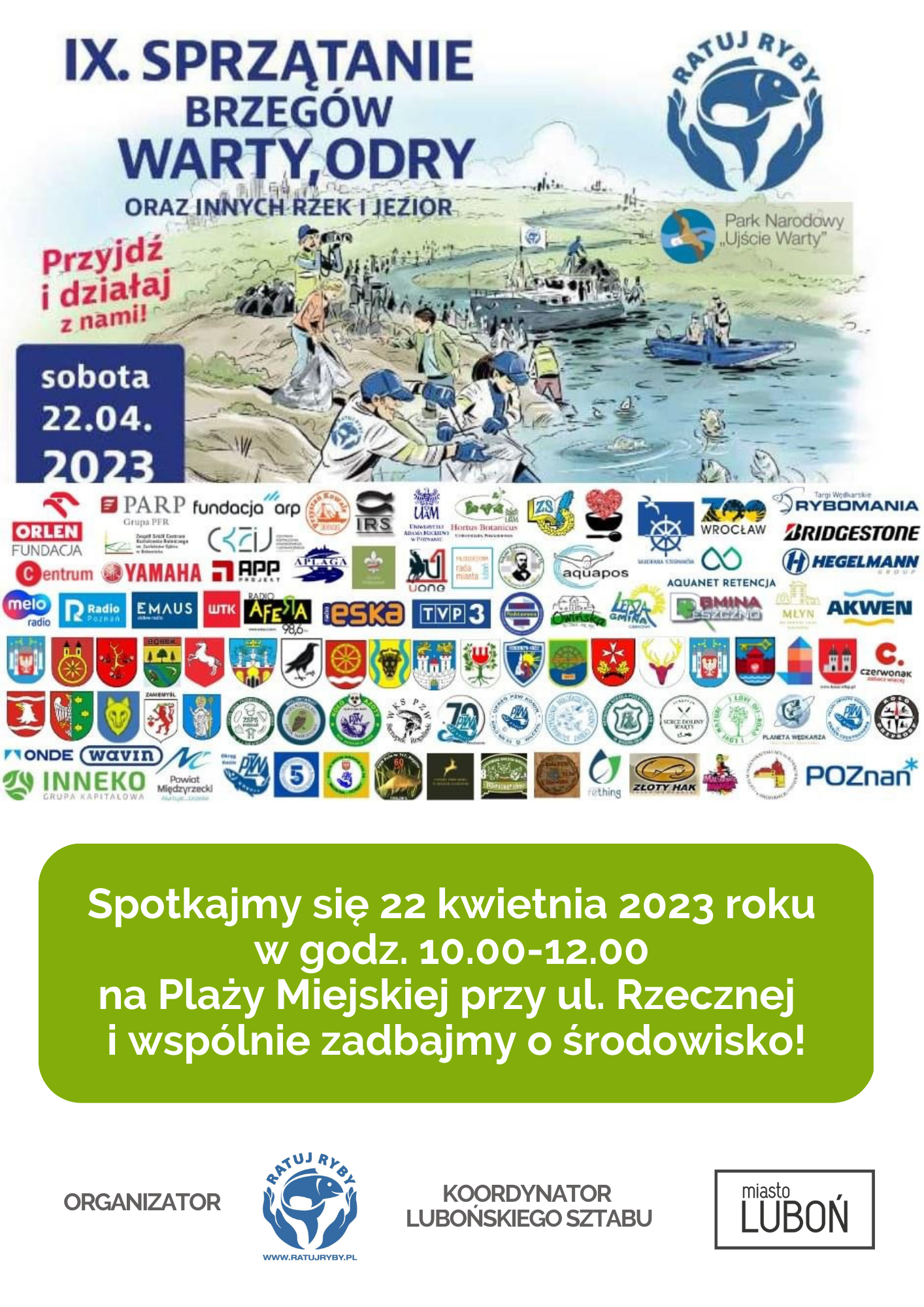 Plakat IX. sprzątanie brzegów Warty, Odry
